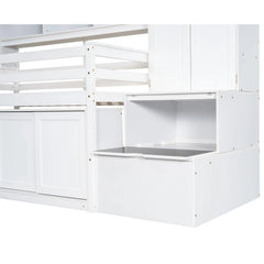 Bellemave® Wooden Loft Bed Big Storage with Under - bed Desk, Drawers and Shelves - Bellemave