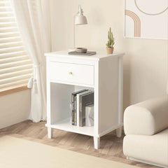 Bellemave® Wooden Nightstand with One Drawer One Shelf - Bellemave