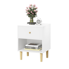 Bellemave® Wooden Nightstand with One Drawer One Shelf - Bellemave