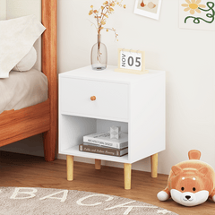 Bellemave® Wooden Nightstand with One Drawer One Shelf - Bellemave