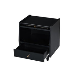 Bellemave® Wooden Nightstand with Rattan - Woven Storage Cabinet and 1 Drawer - Bellemave