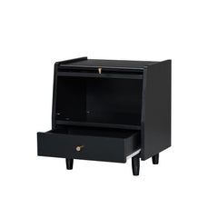 Bellemave® Wooden Nightstand with Rattan - Woven Storage Cabinet and 1 Drawer - Bellemave