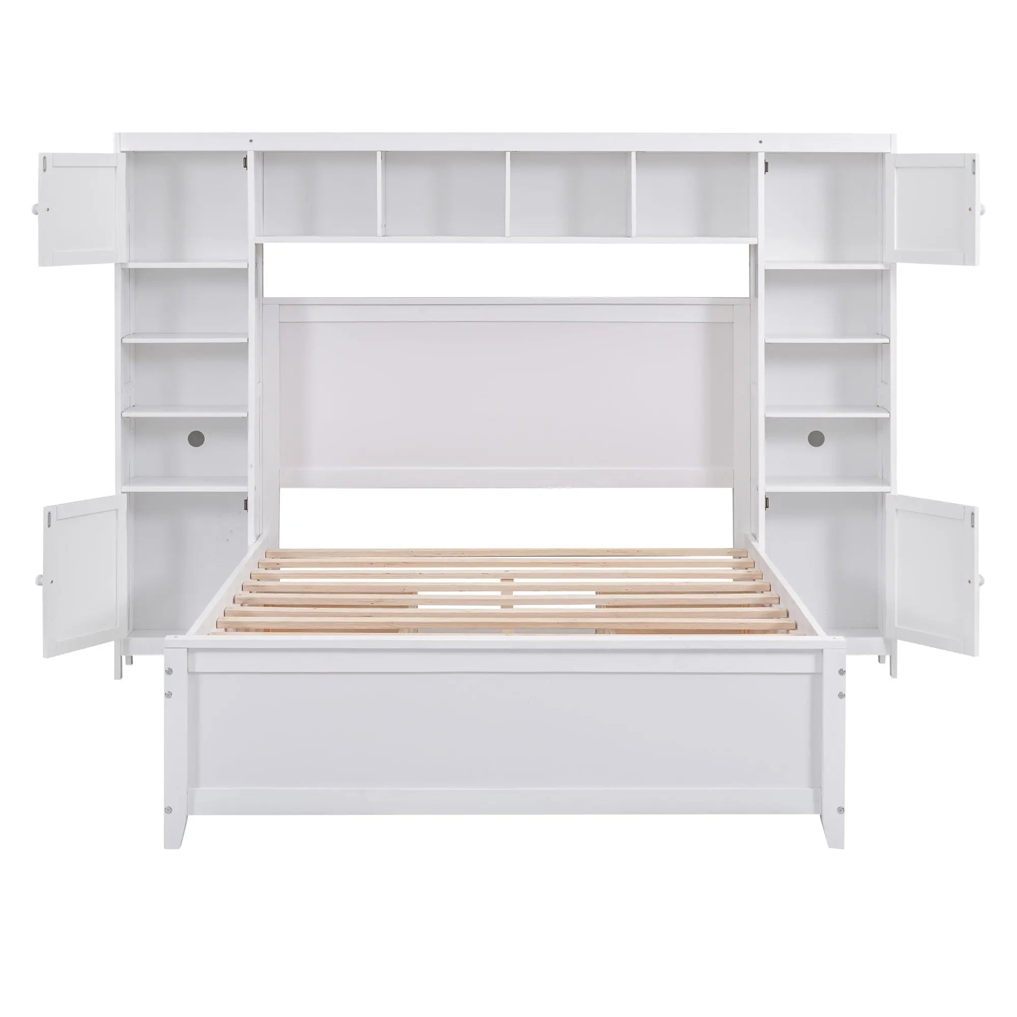 Bellemave® Wooden Platform Bed with All - in - One Cabinet and Shelf - Bellemave