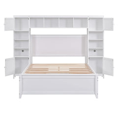 Bellemave® Wooden Platform Bed with All - in - One Cabinet and Shelf - Bellemave