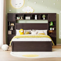 Bellemave® Wooden Platform Bed with All - in - One Cabinet and Shelf - Bellemave