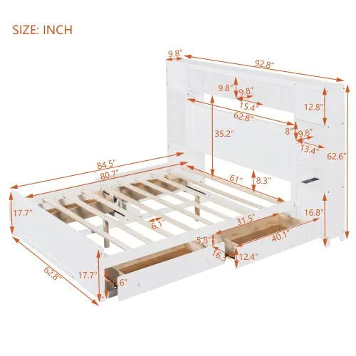 Bellemave® Wooden Platform Bed with All - in - One Cabinet and Shelf - Bellemave