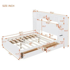 Bellemave® Wooden Platform Bed with All - in - One Cabinet and Shelf - Bellemave