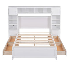 Bellemave® Wooden Platform Bed with All - in - One Cabinet and Shelf - Bellemave