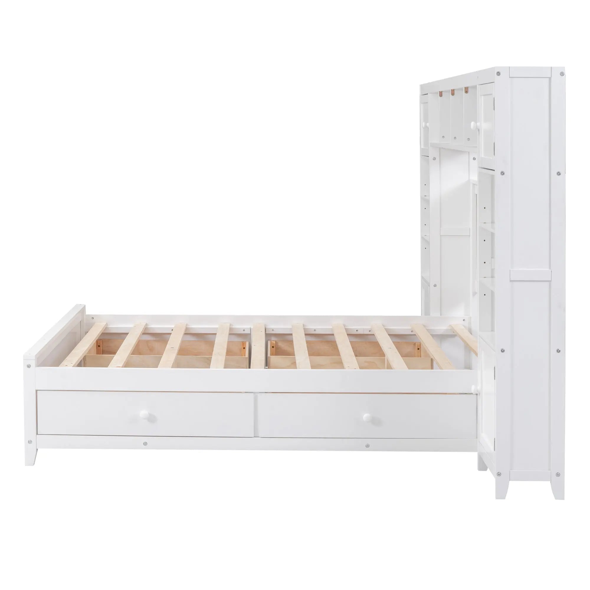 Bellemave® Wooden Platform Bed with All - in - One Cabinet and Shelf - Bellemave