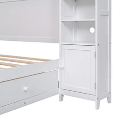 Bellemave® Wooden Platform Bed with All - in - One Cabinet and Shelf - Bellemave