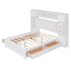 Bellemave® Wooden Platform Bed with All - in - One Cabinet and Shelf - Bellemave