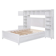 Bellemave® Wooden Platform Bed with All - in - One Cabinet and Shelf - Bellemave