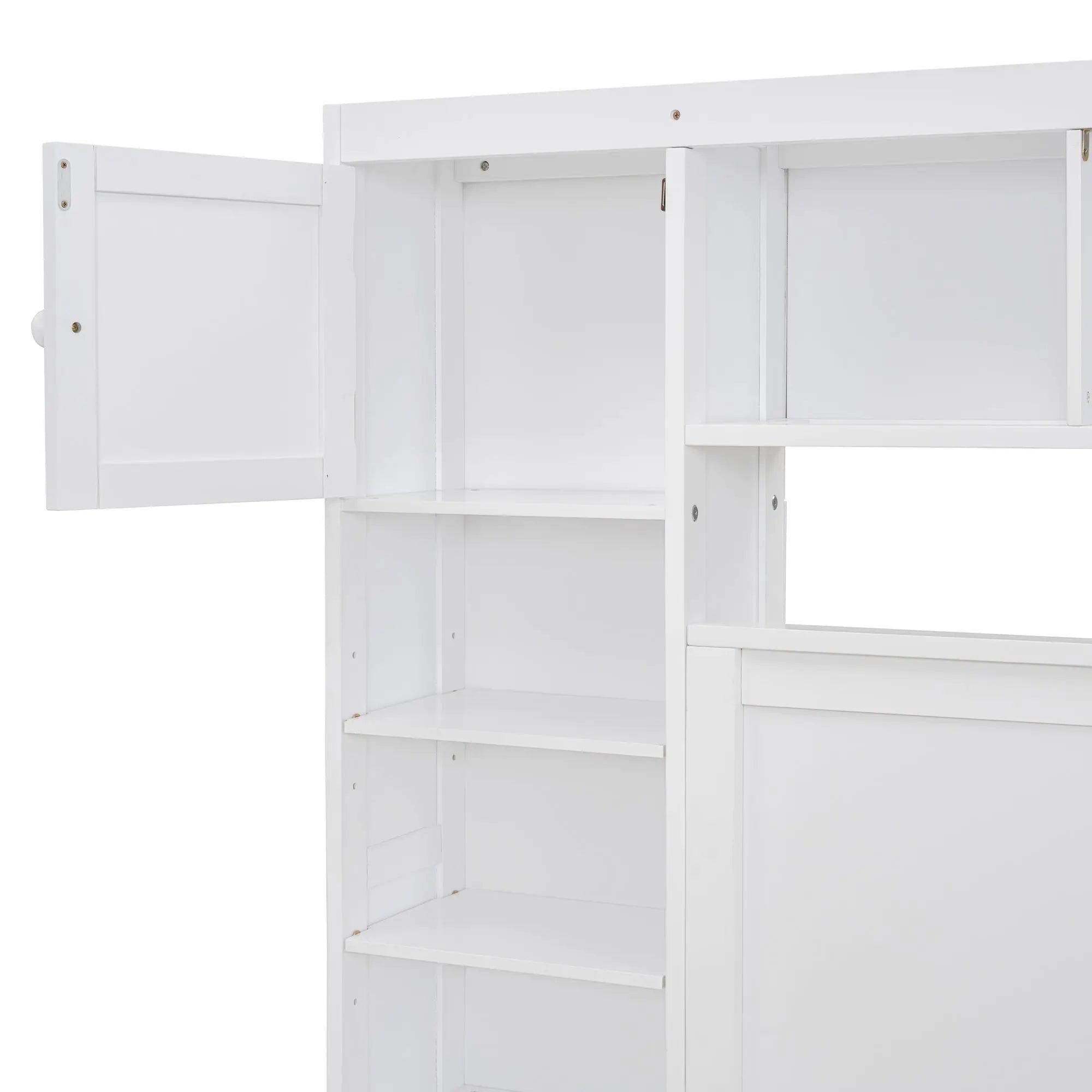 Bellemave® Wooden Platform Bed with All - in - One Cabinet, Shelf and Sockets - Bellemave