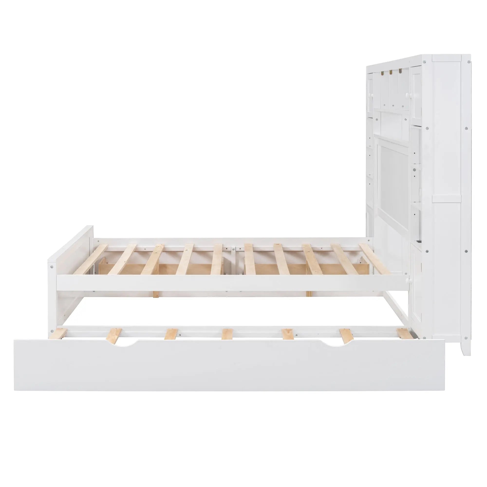Bellemave® Wooden Platform Bed with All - in - One Cabinet, Shelf and Sockets - Bellemave