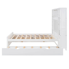 Bellemave® Wooden Platform Bed with All - in - One Cabinet, Shelf and Sockets - Bellemave