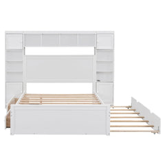 Bellemave® Wooden Platform Bed with All - in - One Cabinet, Shelf and Sockets - Bellemave
