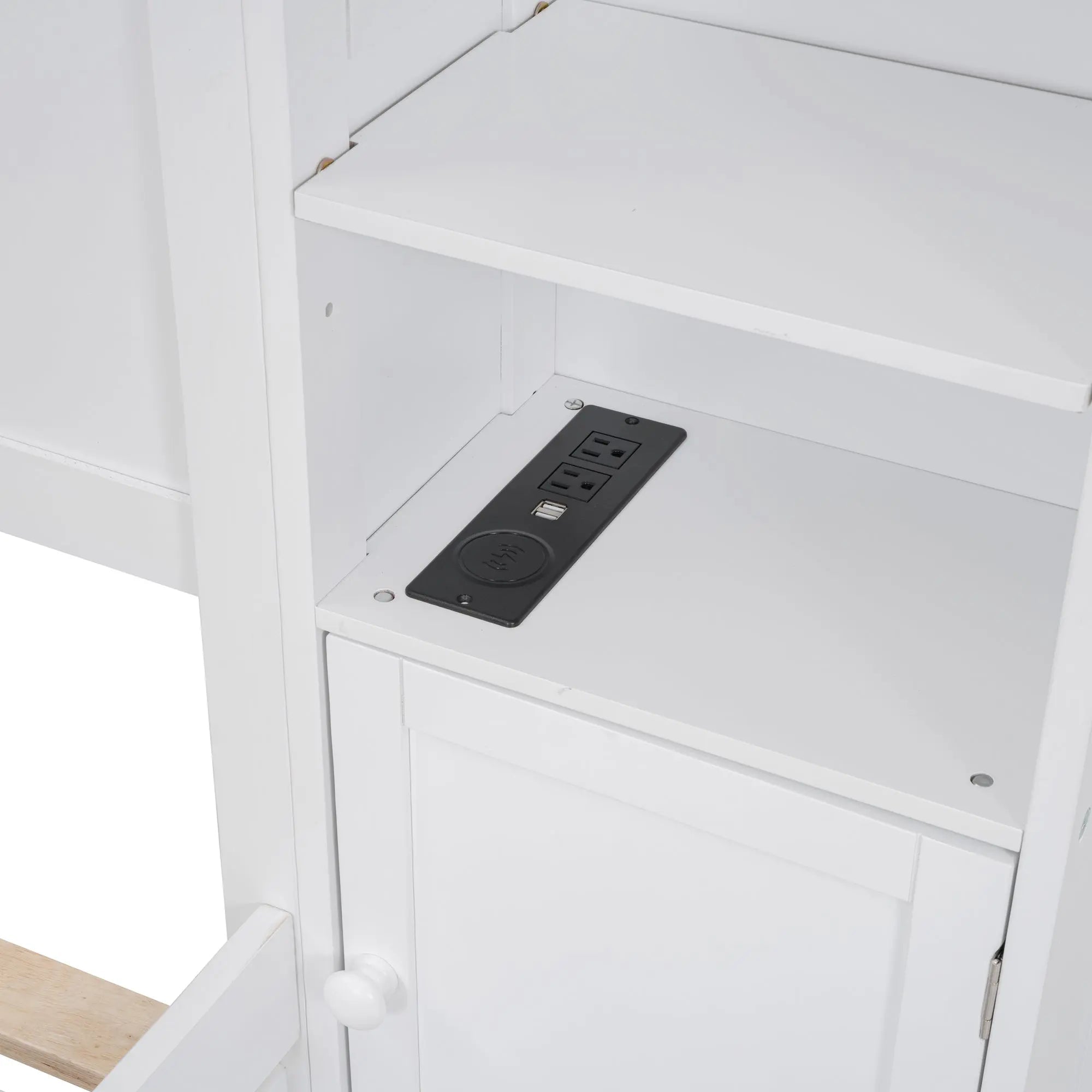 Bellemave® Wooden Platform Bed with All - in - One Cabinet, Shelf and Sockets - Bellemave