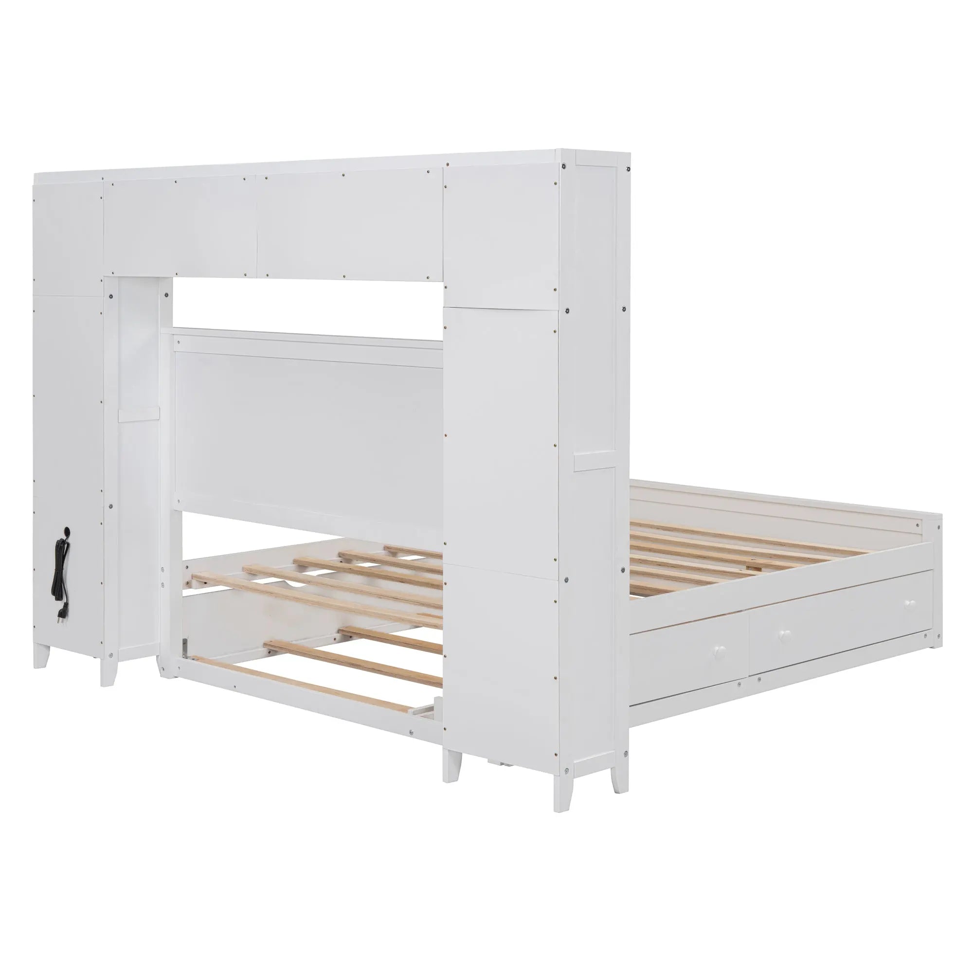 Bellemave® Wooden Platform Bed with All - in - One Cabinet, Shelf and Sockets - Bellemave