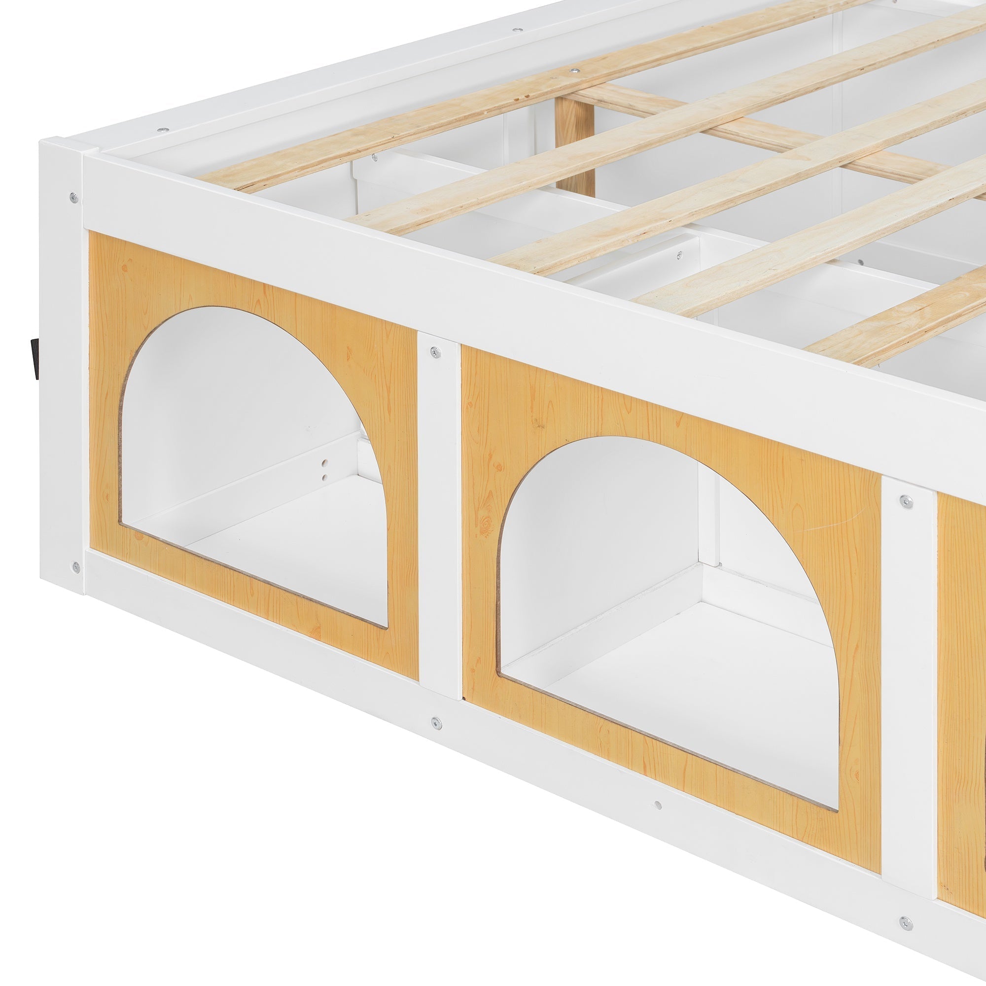 Bellemave® Wooden Platform Bed with Bookshelf, Display Cabinet and Storage Drawer, Multi - Functional Storage Bed for Bedroom, Guestroom - Bellemave
