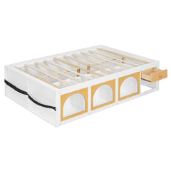 Bellemave® Wooden Platform Bed with Bookshelf, Display Cabinet and Storage Drawer, Multi - Functional Storage Bed for Bedroom, Guestroom - Bellemave