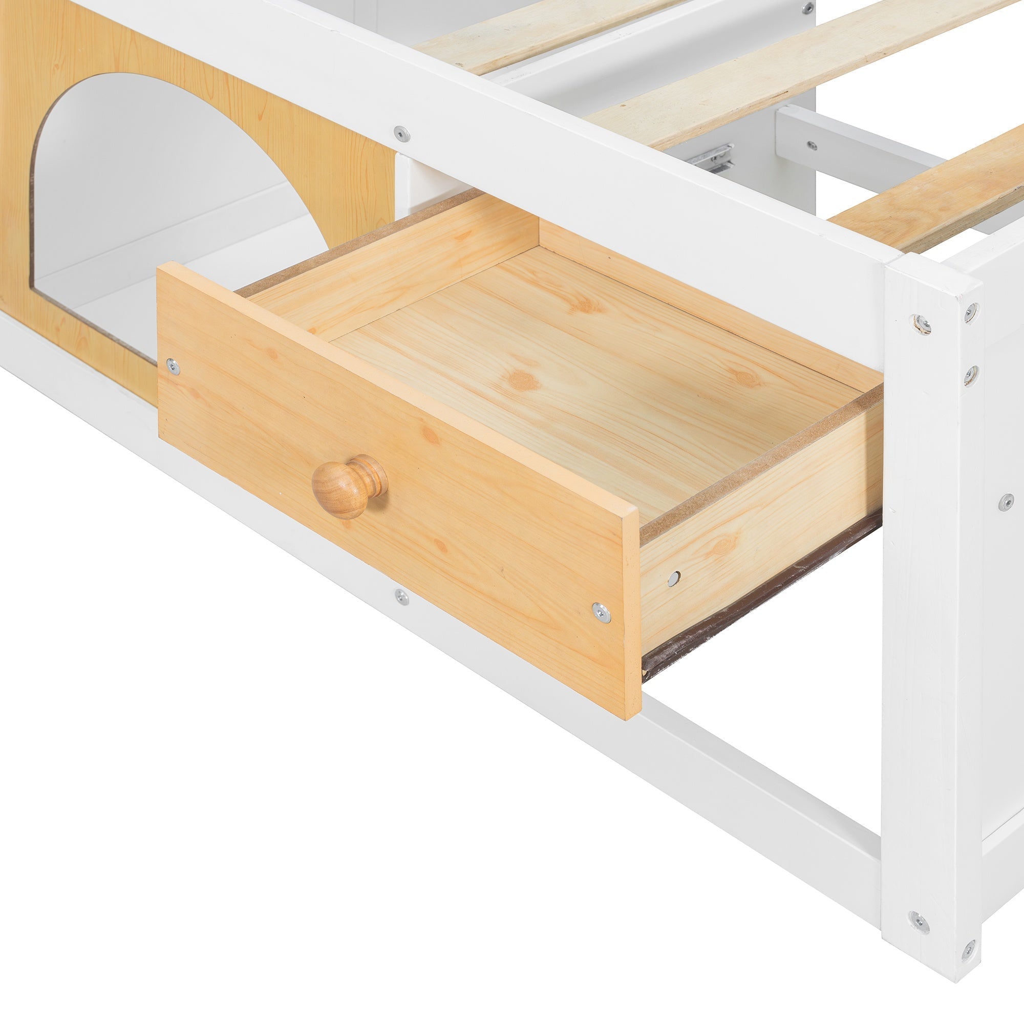 Bellemave® Wooden Platform Bed with Bookshelf, Display Cabinet and Storage Drawer, Multi - Functional Storage Bed for Bedroom, Guestroom - Bellemave