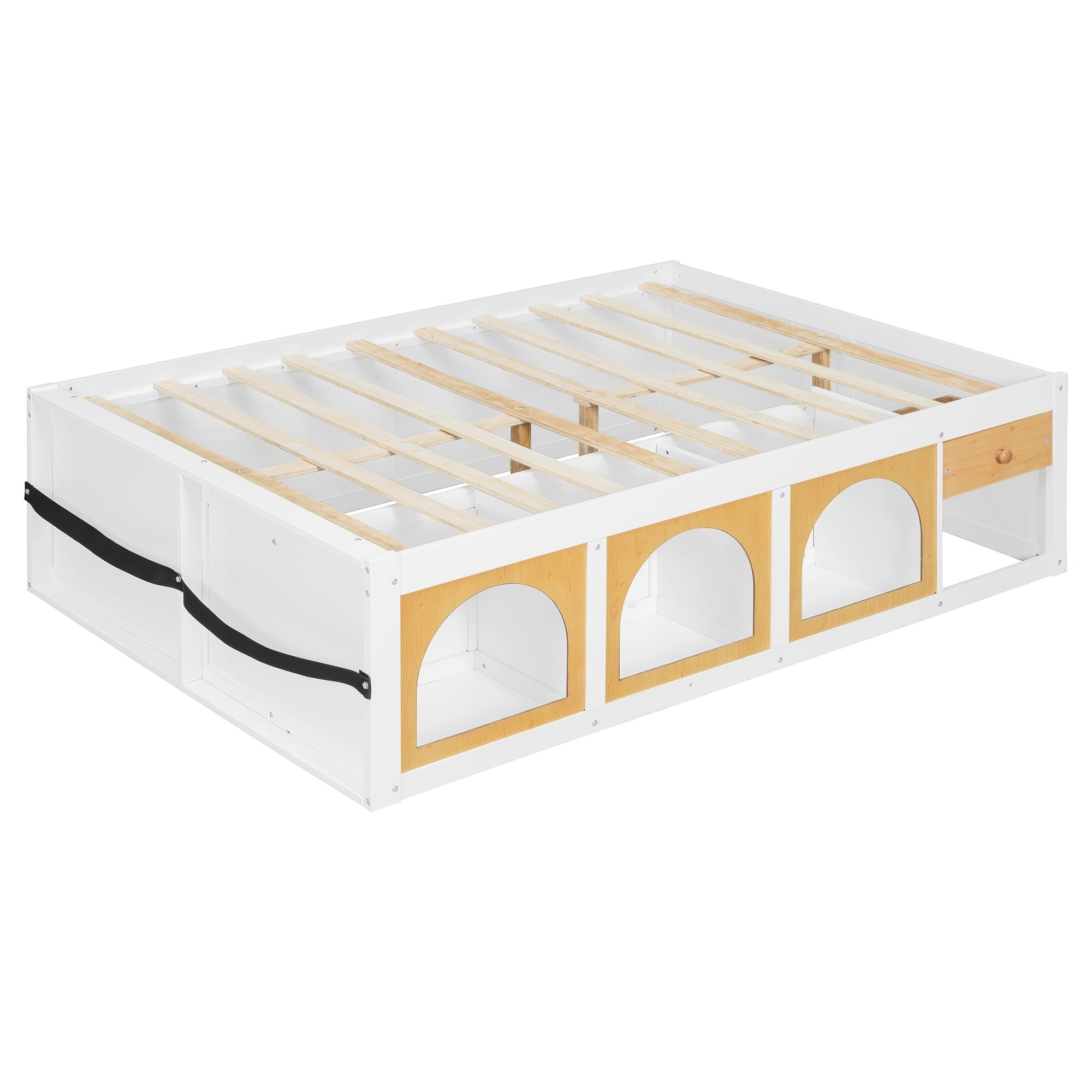 Bellemave® Wooden Platform Bed with Bookshelf, Display Cabinet and Storage Drawer, Multi - Functional Storage Bed for Bedroom, Guestroom - Bellemave