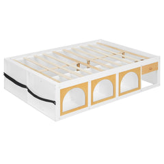 Bellemave® Wooden Platform Bed with Bookshelf, Display Cabinet and Storage Drawer, Multi - Functional Storage Bed for Bedroom, Guestroom - Bellemave
