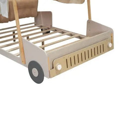 Bellemave® Wooden Platform Bed with Pillow, Ceiling Cloth and LED - Bellemave