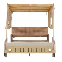 Bellemave® Wooden Platform Bed with Pillow, Ceiling Cloth and LED - Bellemave