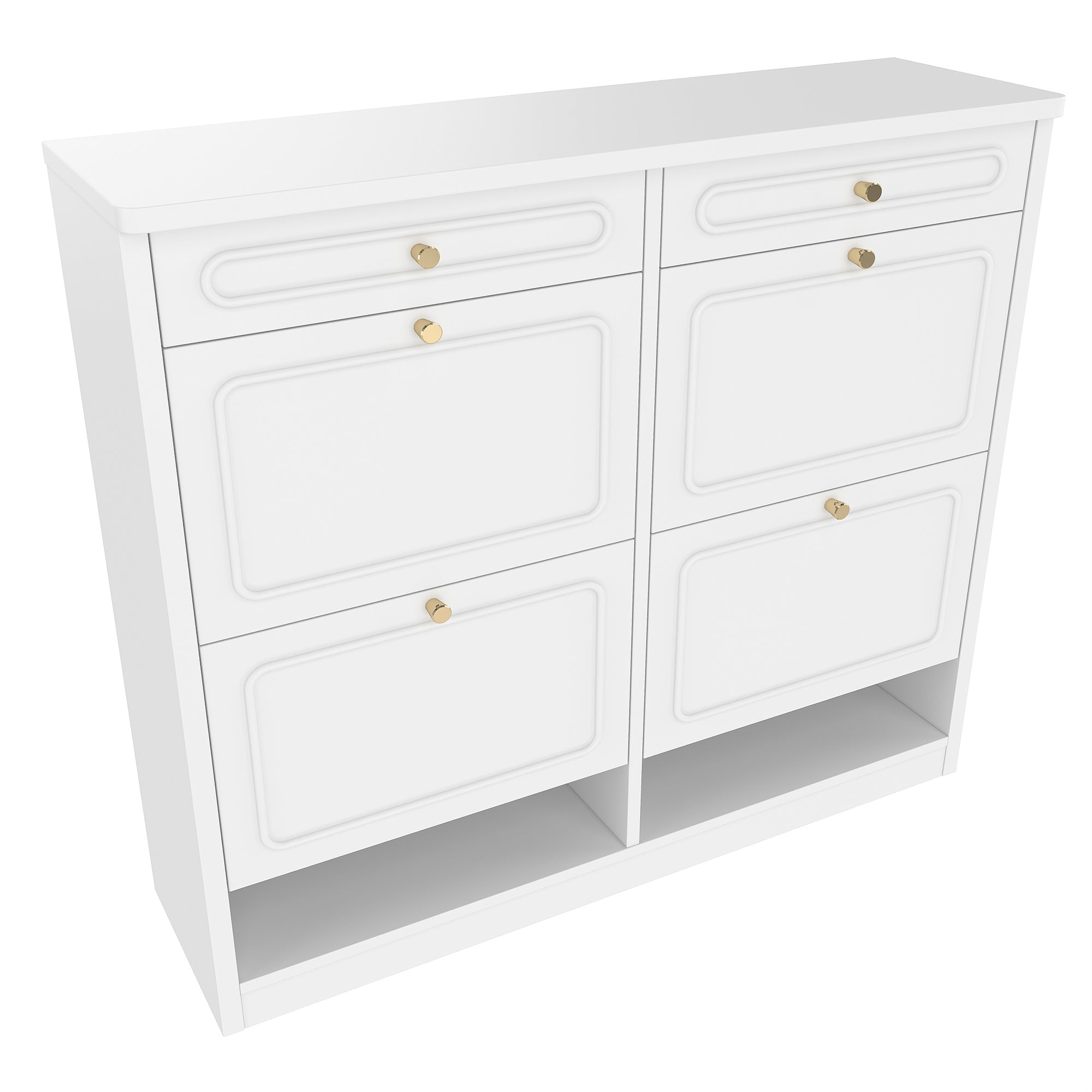 Bellemave® Wooden Shoe Cabinet with 4 Flip Drawers,Shoes Rack Cabinet with 2 Storage Drawers,Classified Storage and Farmhouse Style, Black - Bellemave