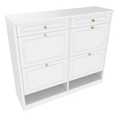 Bellemave® Wooden Shoe Cabinet with 4 Flip Drawers,Shoes Rack Cabinet with 2 Storage Drawers,Classified Storage and Farmhouse Style, Black - Bellemave