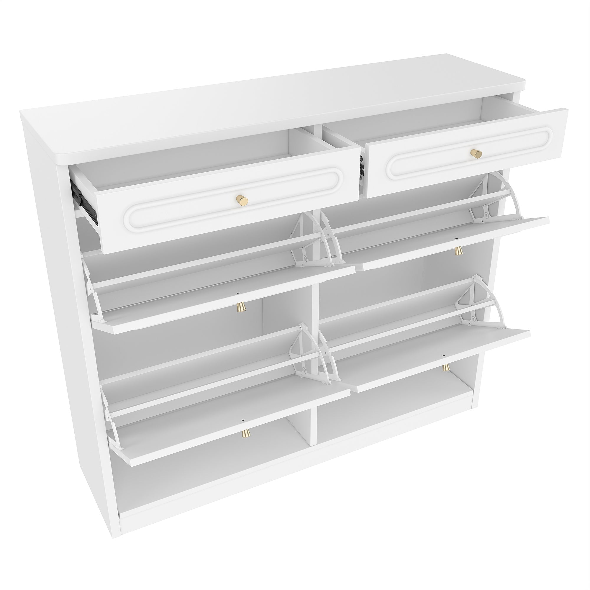 Bellemave® Wooden Shoe Cabinet with 4 Flip Drawers,Shoes Rack Cabinet with 2 Storage Drawers,Classified Storage and Farmhouse Style, Black - Bellemave