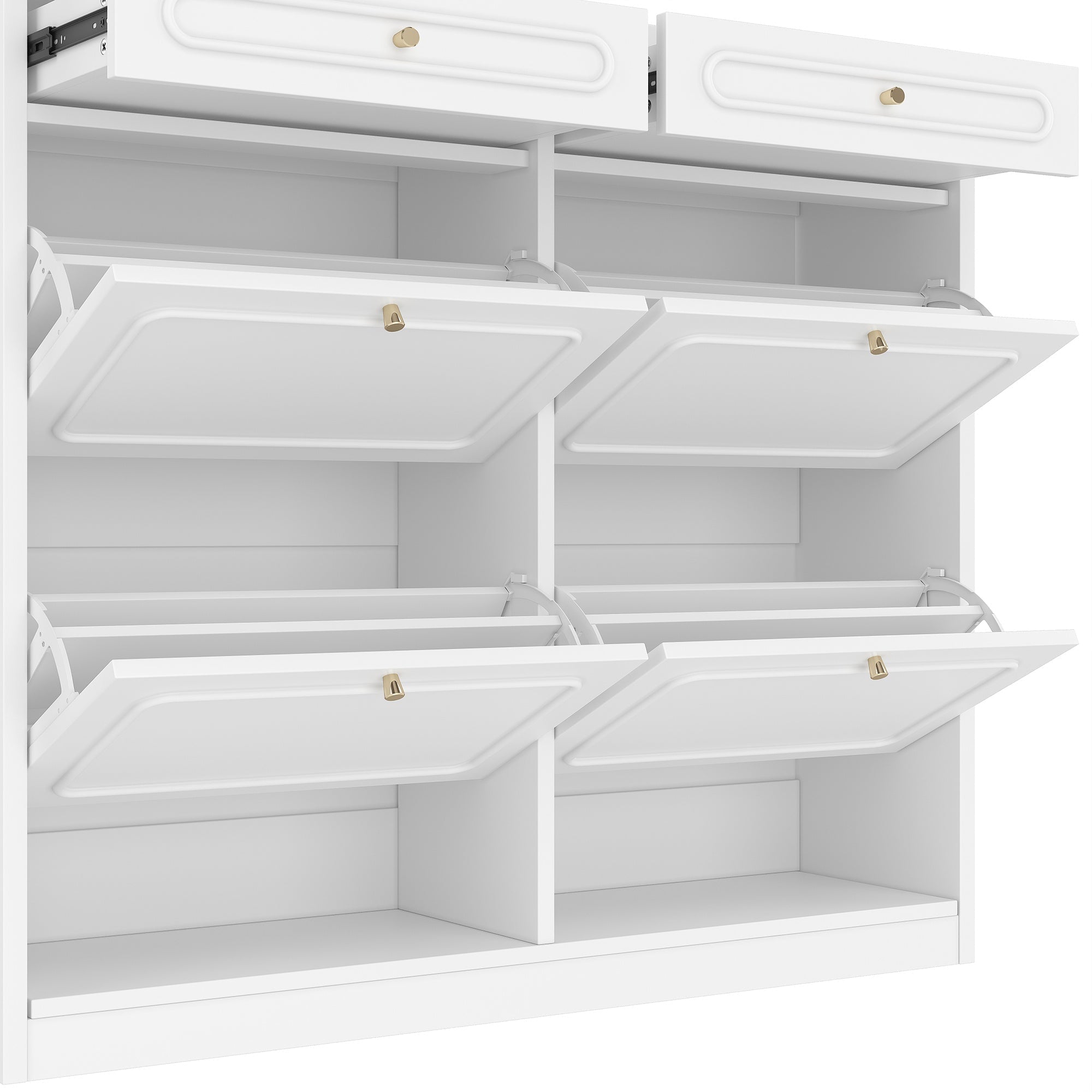 Bellemave® Wooden Shoe Cabinet with 4 Flip Drawers,Shoes Rack Cabinet with 2 Storage Drawers,Classified Storage and Farmhouse Style, Black - Bellemave