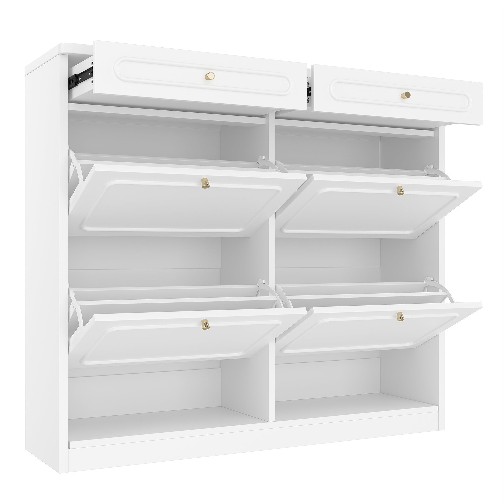 Bellemave® Wooden Shoe Cabinet with 4 Flip Drawers,Shoes Rack Cabinet with 2 Storage Drawers,Classified Storage and Farmhouse Style, Black - Bellemave