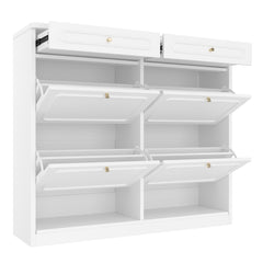 Bellemave® Wooden Shoe Cabinet with 4 Flip Drawers,Shoes Rack Cabinet with 2 Storage Drawers,Classified Storage and Farmhouse Style, Black - Bellemave