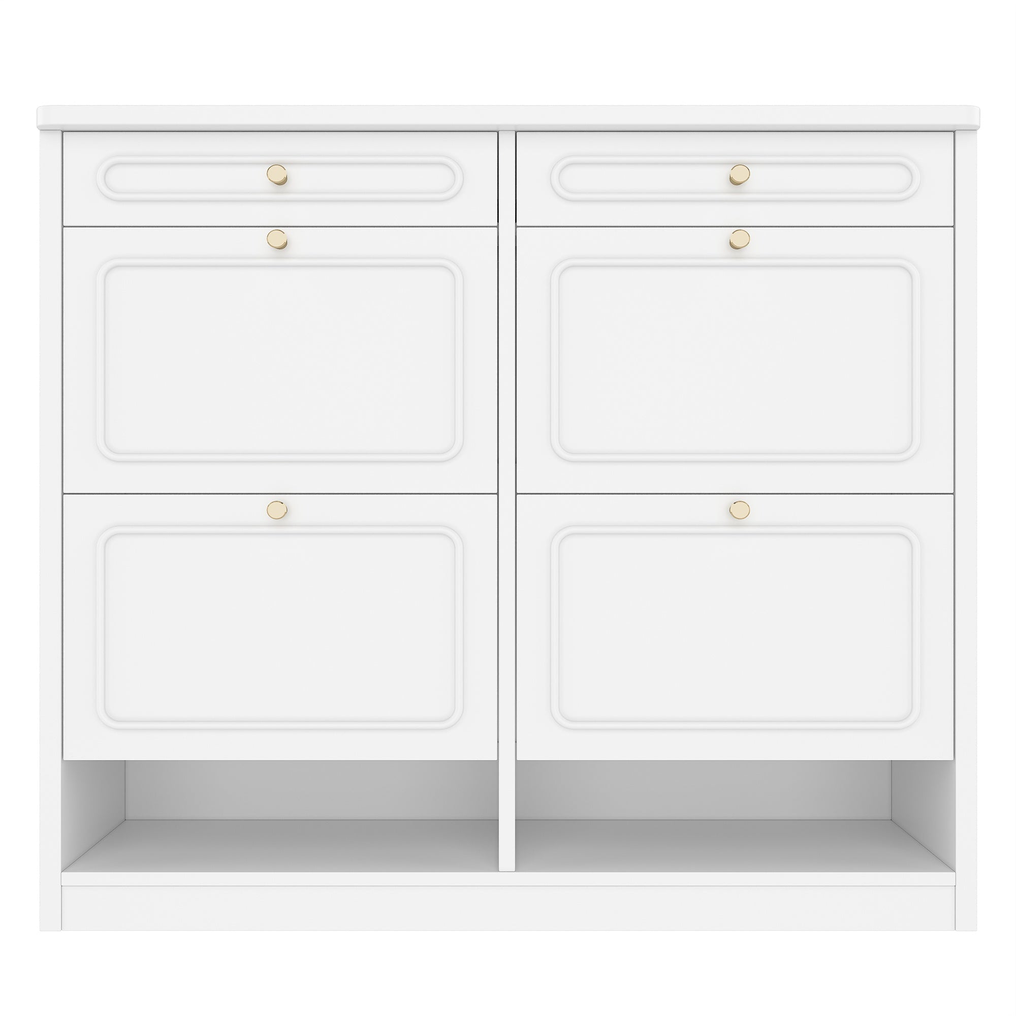 Bellemave® Wooden Shoe Cabinet with 4 Flip Drawers,Shoes Rack Cabinet with 2 Storage Drawers,Classified Storage and Farmhouse Style, Black - Bellemave