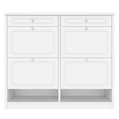 Bellemave® Wooden Shoe Cabinet with 4 Flip Drawers,Shoes Rack Cabinet with 2 Storage Drawers,Classified Storage and Farmhouse Style, Black - Bellemave