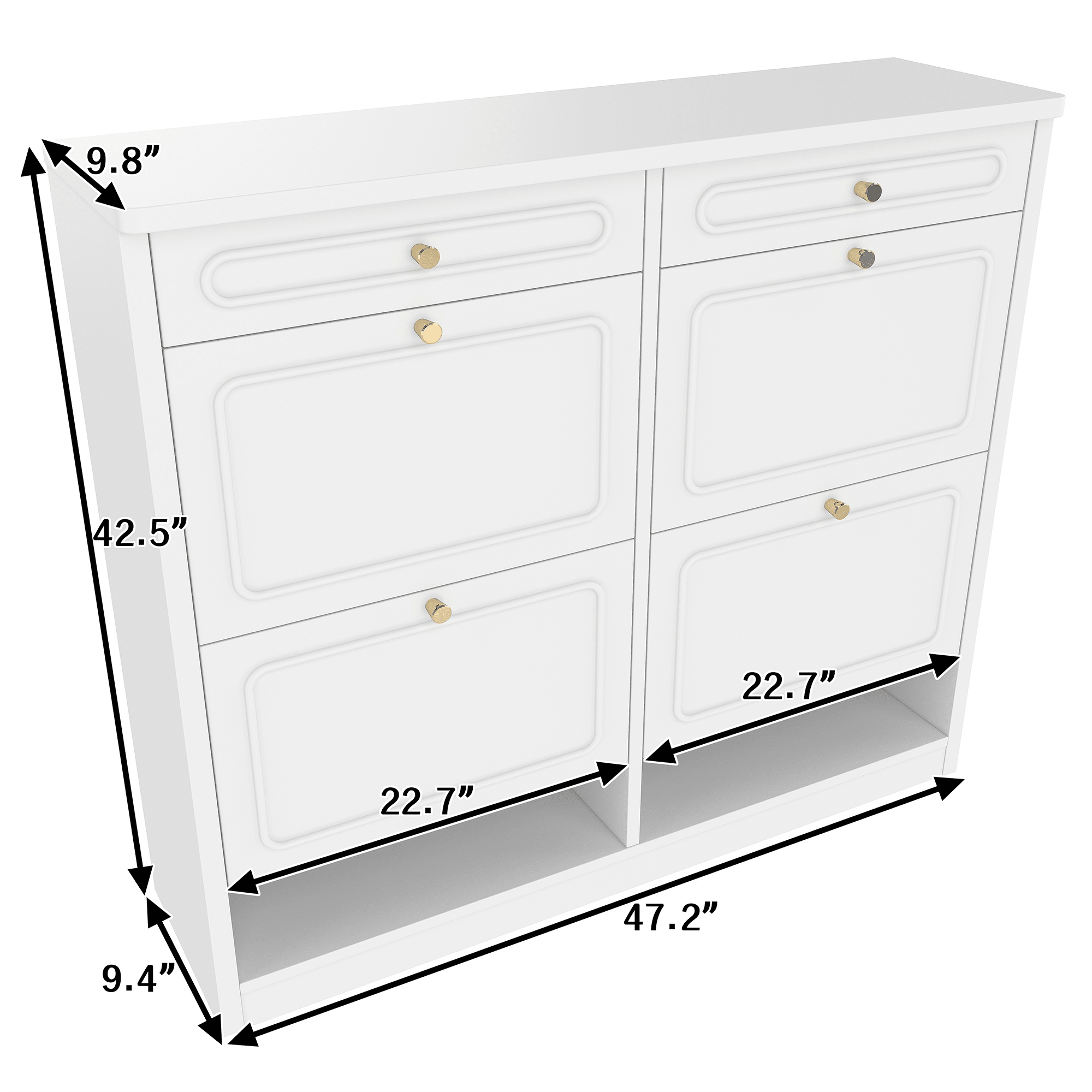 Bellemave® Wooden Shoe Cabinet with 4 Flip Drawers,Shoes Rack Cabinet with 2 Storage Drawers,Classified Storage and Farmhouse Style, Black - Bellemave