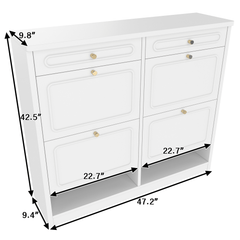 Bellemave® Wooden Shoe Cabinet with 4 Flip Drawers,Shoes Rack Cabinet with 2 Storage Drawers,Classified Storage and Farmhouse Style, Black - Bellemave