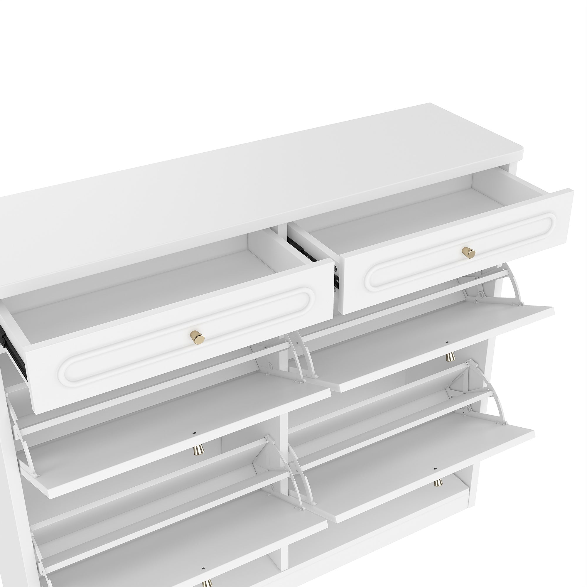 Bellemave® Wooden Shoe Cabinet with 4 Flip Drawers,Shoes Rack Cabinet with 2 Storage Drawers,Classified Storage and Farmhouse Style, Black - Bellemave