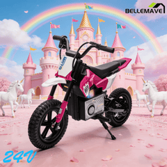Bellemave®24V motorcycle for kids with LED breath lamp,Bluetooth,Music and Rear wheel shock absorber,Adjustable speed,motorcycle for kids 5 - 12 - Bellemave