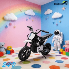 Bellemave®24V motorcycle for kids with LED breath lamp,Bluetooth,Music and Rear wheel shock absorber,Adjustable speed,motorcycle for kids 5 - 12 - Bellemave