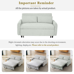 Bellemave®57.48" Pull - out Sofa Bed Convertible Couch 2 Seat Loveseat Sofa Modern Sleeper Sofa with Two Throw Pillows and USB Ports for Living Room, Light Grey - Green - Bellemave