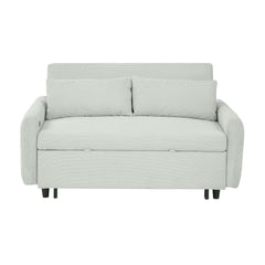 Bellemave®57.48" Pull - out Sofa Bed Convertible Couch 2 Seat Loveseat Sofa Modern Sleeper Sofa with Two Throw Pillows and USB Ports for Living Room, Light Grey - Green - Bellemave