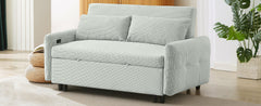 Bellemave®57.48" Pull - out Sofa Bed Convertible Couch 2 Seat Loveseat Sofa Modern Sleeper Sofa with Two Throw Pillows and USB Ports for Living Room, Light Grey - Green - Bellemave
