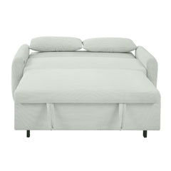 Bellemave®57.48" Pull - out Sofa Bed Convertible Couch 2 Seat Loveseat Sofa Modern Sleeper Sofa with Two Throw Pillows and USB Ports for Living Room, Light Grey - Green - Bellemave