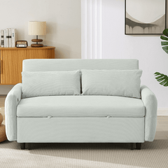 Bellemave®57.48" Pull - out Sofa Bed Convertible Couch 2 Seat Loveseat Sofa Modern Sleeper Sofa with Two Throw Pillows and USB Ports for Living Room, Light Grey - Green - Bellemave