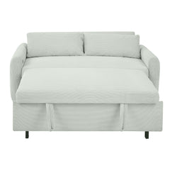 Bellemave®57.48" Pull - out Sofa Bed Convertible Couch 2 Seat Loveseat Sofa Modern Sleeper Sofa with Two Throw Pillows and USB Ports for Living Room, Light Grey - Green - Bellemave