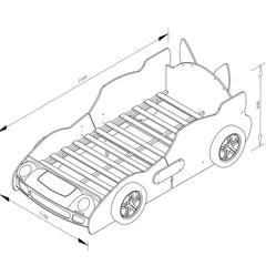 Bellemave®Cool Toddler Bed Frame – Cartoon Car Racing Bed with LED Lights & Dog Design, Black/Yellow - Bellemave