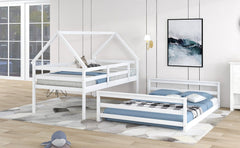 Bellemave®Twin Size House Bunk Bed with Slide and Ladder,White - Bellemave